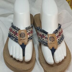 Yellowbox red white and blue women's sandals size 6.5